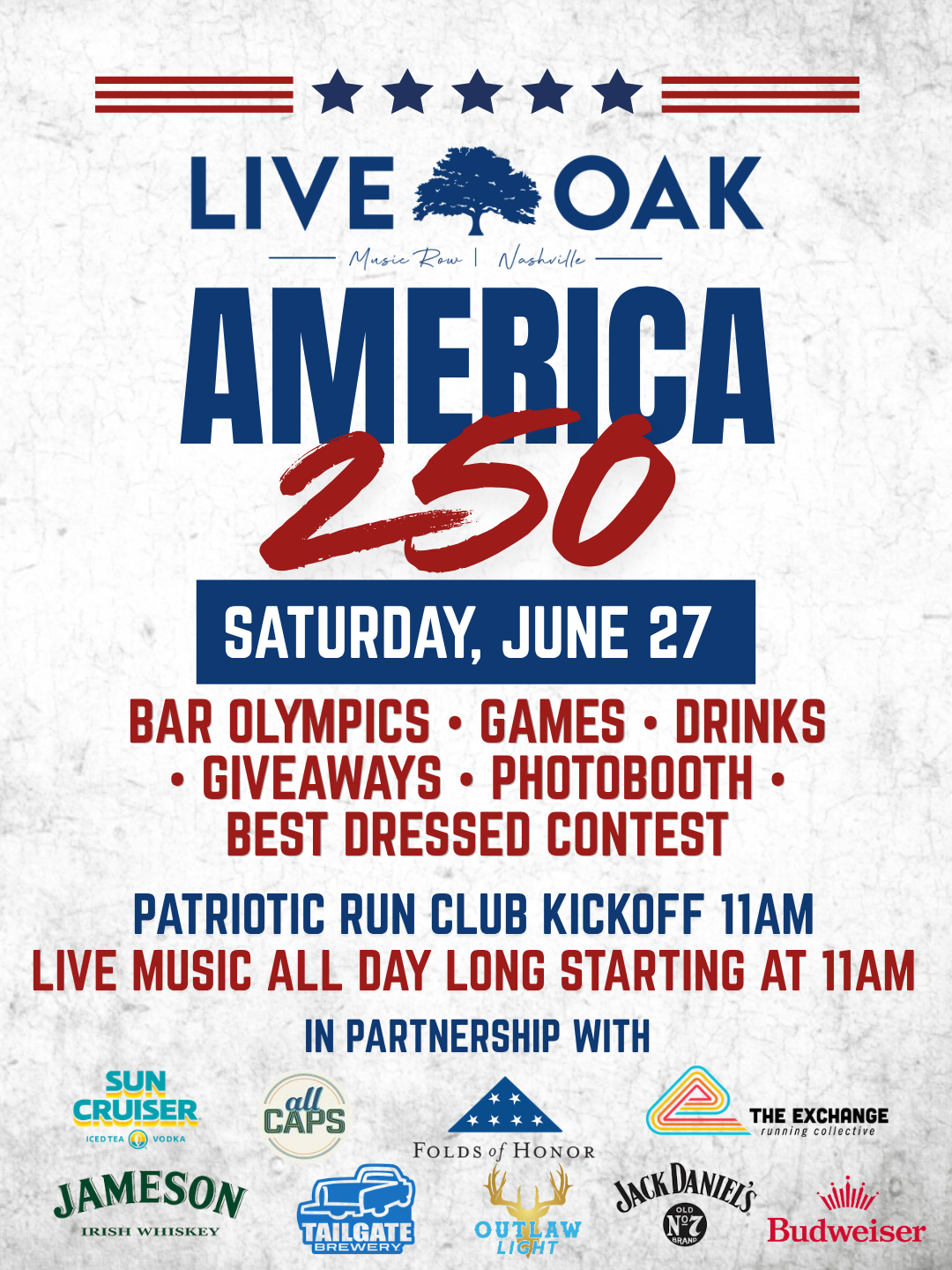 Event poster for America 250 party